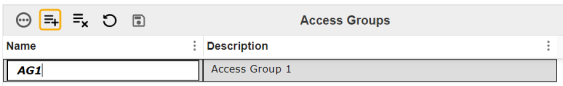 The Name and Description fields are populated and the Insert Row button is boxed with yellow highlight.